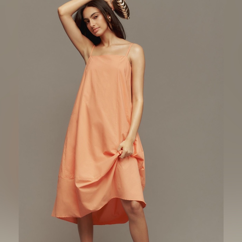 Self Contrast Bare Sleeveless Mini Dress - peach